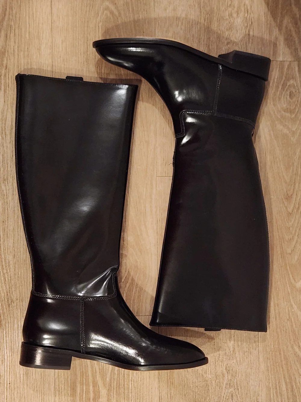 NWT Silent D Anthropologie Giselle Black Leather Riding Pull On Womens Boots 6.5